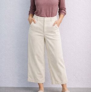 A New Day Corduroy Cropped Wide Leg Ankle Pant, Cream, Womens Size 6